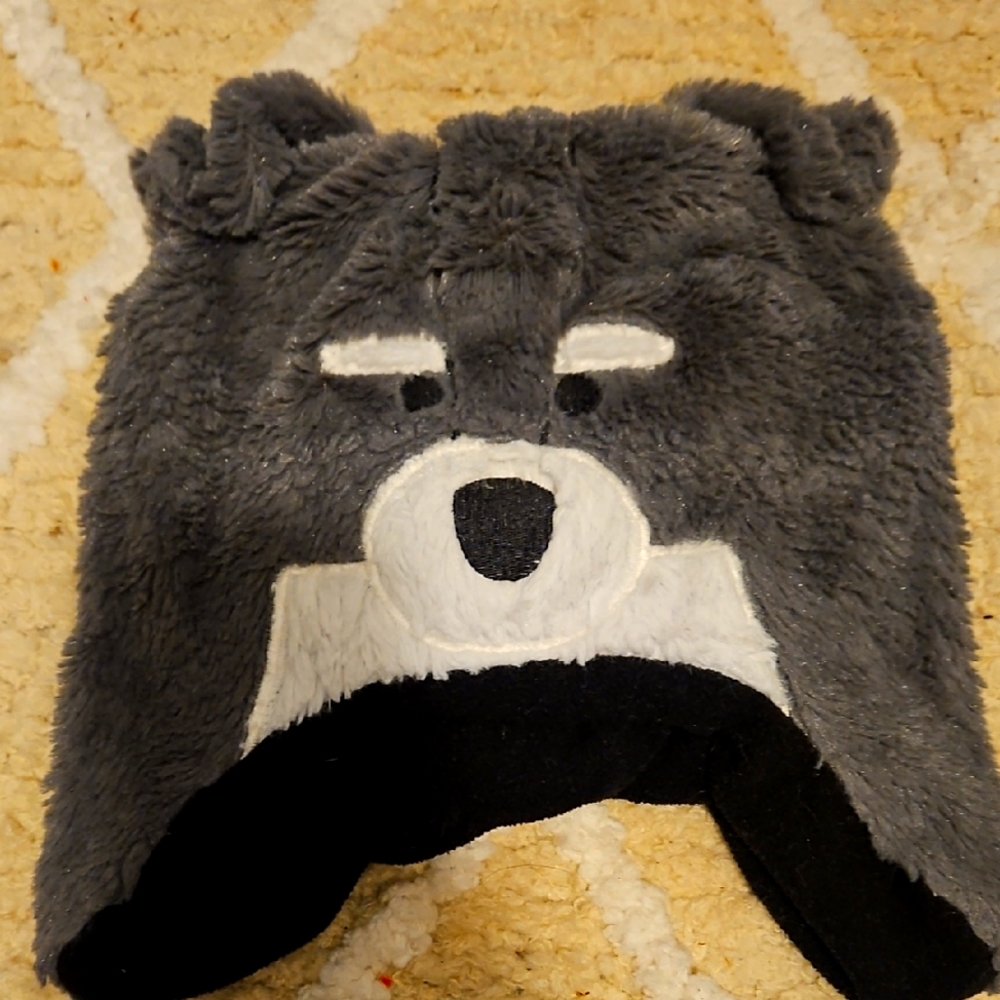 Gray Bear Plush Hat